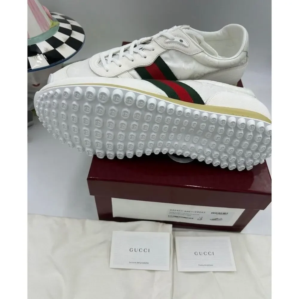 Men's Gucci re-motion GG canvas/suede sneakers size 12 fits 12.5 US made Italy